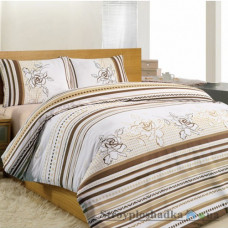Комплект постельного белья Altinbasak Элегант 200х220 см, Line Flower (пододеяльник, простынь, 2 наволочки), хлопок, рисунок-цветы, коричневый