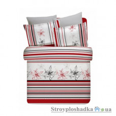 Комплект постельного белья Altinbasak Элегант 200х220 см, Line Flower (пододеяльник, простынь, 2 наволочки), хлопок, рисунок-цветы, красный