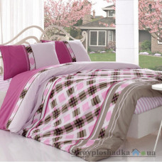 Комплект постельного белья Altinbasak Семейное 160х220 см, Marbella (2 пододеяльника, 1 простынь, 2 наволочки), хлопок, рисунок-ромб, розовый