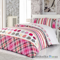 Комплект постельного белья Altinbasak Семейное 160х220 см, Melody (2 пододеяльника, 1 простынь, 2 наволочки), хлопок, рисунок-круги, розовый