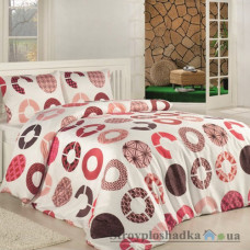 Комплект постельного белья Altinbasak Семейное 160х220 см, Mia (2 пододеяльника, 1 простынь, 2 наволочки), хлопок, рисунок-круги, розовый