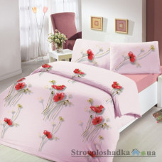 Комплект постільної білизни Altinbasak Сімейний 160х220 см, Nazenin (2 підковдри, 1 простирадло, 2 наволочки), бавовна, малюнок-квіти, рожевий