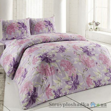 Комплект постельного белья Altinbasak Семейное 160х220 см, Zambak (2 пододеяльника, 1 простынь, 2 наволочки), хлопок, рисунок-цветы, лиловый