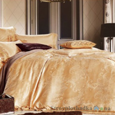 Комплект постельного белья Arya Броди Жаккард 200х220 см, Morelle (1 пододеяльник, 1 простынь, 4 наволочки), хлопок, рисунок-вышивка, кремовый