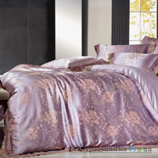 Комплект постельного белья Arya Броди Жаккард 200х220 см, Veronice (1 пододеяльник, 1 простынь, 4 наволочки), хлопок, рисунок-вышивка, фиолетовый