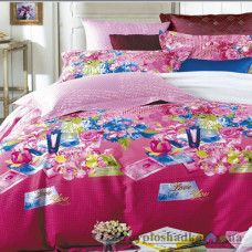 Комплект постельного белья Arya Печатное 200х220 см, Florina (1 пододеяльник, 1 простынь, 4 наволочки), хлопок, рисунок-цветы, розовый