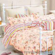 Комплект постельного белья Arya Печатное 200х220 см, Rosina (1 пододеяльник, 1 простынь, 4 наволочки), хлопок, рисунок-цветы, розовый