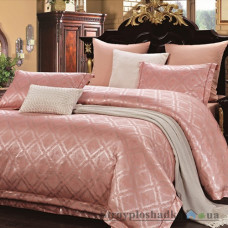 Комплект постельного белья Arya Pure Жаккард 200х220 см, Layla (1 пододеяльник, 1 простынь, 4 наволочки), хлопок, рисунок-геометрические узоры, розовый