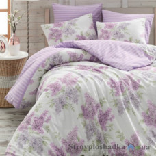 Комплект постельного белья Arya Ранфорс 160х220 см, Alacati (1 пододеяльник, 1 простынь, 1 наволочка), хлопок, рисунок цветы-сирень, лиловый