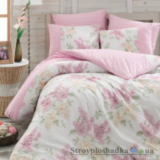 Комплект постельного белья Arya Ранфорс 160х220 см, Alacati (1 пододеяльник, 1 простынь, 1 наволочка), хлопок, рисунок цветы-сирень, розовый