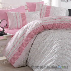 Комплект постельного белья Arya Ранфорс 160х220 см, Defne (1 пододеяльник, 1 простынь, 1 наволочка), хлопок, рисунок-цветы, розовый