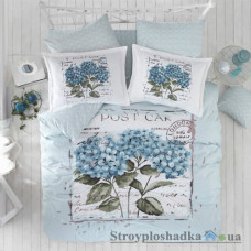 Комплект постельного белья Arya Ранфорс 160х220 см, Dior (1 пододеяльник, 1 простынь, 1 наволочка), хлопок, рисунок цветы-сирень, голубой