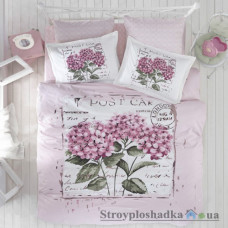 Комплект постільної білизни Arya Ранфорс 160х220 см, Dior (1 підковдра, 1 простирадло, 1 наволочка), бавовна, малюнок квіти-бузок, рожевий