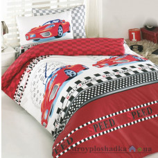 Комплект постельного белья Arya Ранфорс 160х220 см, Ferrari (1 пододеяльник, 1 простынь, 1 наволочка), хлопок, рисунок-машина, красный