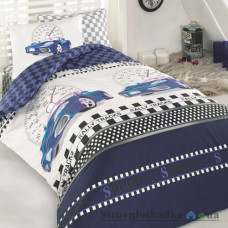 Комплект постельного белья Arya Ранфорс 160х220 см, Ferrari (1 пододеяльник, 1 простынь, 1 наволочка), хлопок, рисунок-машина, голубой