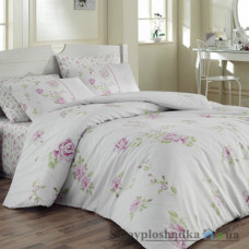 Комплект постельного белья Arya Ранфорс 160х220 см, Jasmine (1 пододеяльник, 1 простынь, 1 наволочка), хлопок, рисунок цветы-розы, розовый