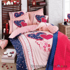 Комплект постельного белья Arya Ранфорс 160х220 см, Lovely (1 пододеяльник, 1 простынь, 1 наволочка), хлопок, рисунок-сердечки, розовый