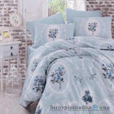 Комплект постельного белья Arya Ранфорс 160х220 см, Majesty (1 пододеяльник, 1 простынь, 1 наволочка), хлопок, рисуно-цветы, голубой