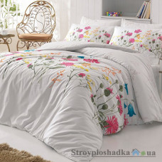 Комплект постельного белья Arya Ранфорс 160х220 см, Nergiz (1 пододеяльник, 1 простынь, 1 наволочка), хлопок, рисунок-цветы, розовый