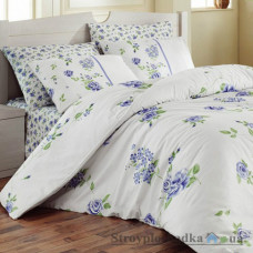 Комплект постельного белья Arya Ранфорс 200х220 см, Jasmine (1 пододеяльник, 1 простынь, 2 наволочки), хлопок, рисунок цветы-розы, голубой