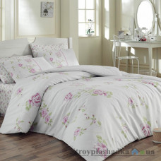 Комплект постельного белья Arya Ранфорс 200х220 см, Jasmine (1 пододеяльник, 1 простынь, 2 наволочки), хлопок, рисунок цветы-розы, розовый