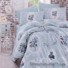Комплект постельного белья Arya Ранфорс 200х220 см, Majesty (1 пододеяльник, 1 простынь, 2 наволочки), хлопок, рисунок-цветы, голубой