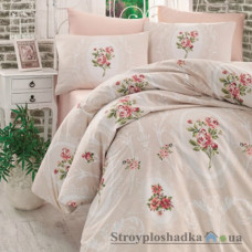 Комплект постельного белья Arya Ранфорс 200х220 см, Majesty (1 пододеяльник, 1 простынь, 2 наволочки), хлопок, рисунок-цветы, кремовый