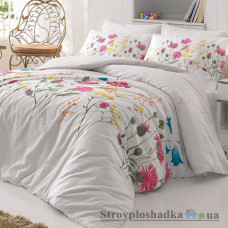 Комплект постельного белья Arya Ранфорс 200х220 см, Nergiz (1 пододеяльник, 1 простынь, 2 наволочки), хлопок, рисунок-цветы, розовый