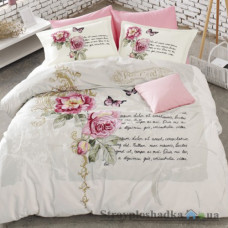Комплект постельного белья Arya Ранфорс 200х220 см, Selen (1 пододеяльник, 1 простынь, 2 наволочки), хлопок, рисунок цветы-розы, белый