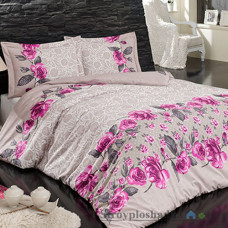 Комплект постельного белья Arya Ранфорс 200х230 см, Rose (1 пододеяльник, 1 простынь, 2 наволочки), хлопок, рисунок-цветы, бежевый