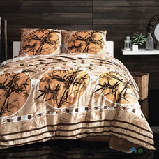 Комплект постельного белья Arya Ранфорс в коробке 160х230 см, Zen (1 пододеяльник, 1 простынь, 1 наволочка), хлопок, рисунок-круги, коричневый