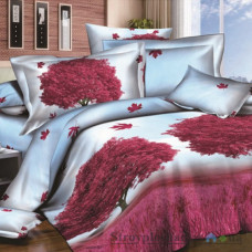 Комплект постельного белья Arya Сатин Печатное 160х220 см, Allbero (1 пододеяльник, 1 простынь, 2 наволочки), хлопок, рисунок-деревья, фиолетовый