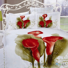 Комплект постельного белья Arya Сатин Печатное 160х220 см, Anemone (1 пододеяльник, 1 простынь, 2 наволочки), хлопок, рисунок-цветы, белый