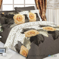 Комплект постельного белья Arya Сатин Печатное 160х220 см, Anetta (1 пододеяльник, 1 простынь, 2 наволочки), хлопок, рисунок-цветы, черный