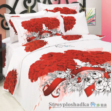 Комплект постельного белья Arya Сатин Печатное 160х220 см, Angel (1 пододеяльник, 1 простынь, 2 наволочки), хлопок, рисунок-сердечки, белый
