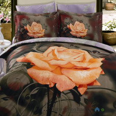 Комплект постельного белья Arya Сатин Печатное 160х220 см, Bellissimo (1 пододеяльник, 1 простынь, 2 наволочки), хлопок, рисунок цветы-розы, черный