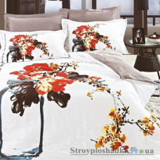 Комплект постельного белья Arya Сатин Печатное 160х220 см, Katsumi (1 пододеяльник, 1 простынь, 2 наволочки), хлопок, рисунок-цветы, белый