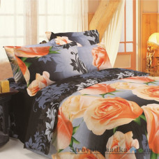 Комплект постельного белья Arya Сатин Печатное 160х220 см, Rosebella (1 пододеяльник, 1 простынь, 2 наволочки), хлопок, рисунок-цветы, черный