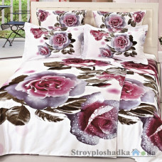 Комплект постельного белья Arya Сатин Печатное 3D 160х220 см, Drops (1 пододеяльник, 1 простынь, 2 наволочки), хлопок, рисунок цветы-розы, белый