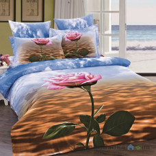 Комплект постельного белья Arya Сатин Печатное 3D 160х220 см, Foggy Sea (1 пододеяльник, 1 простынь, 2 наволочки), хлопок, рисунок цветы-розы, голубой
