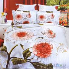 Комплект постельного белья Arya Сатин Печатное 3D 160х220 см, Norden (1 пододеяльник, 1 простынь, 2 наволочки), хлопок, рисунок-цветы, белый
