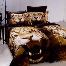 Комплект постільної білизни Arya Сатин Друкований Сімейний 160х220 см, Tiger (1 підковдра, 1 простирадло, 4 наволочки), бавовна, малюнок-тигр, коричневий