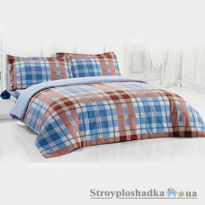 Комплект постельного белья Arya Ранфорс Merlin 160х230 (пододеяльник, простынь, наволочка), хлопок, голубой/коричневый