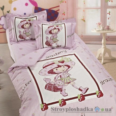 Комплект постільної білизни Arya Сатин Друкований дитячий 100x150 см, Sweety (підковдра, простирадло, 2 наволочки), бавовна, рожевий з малюнком