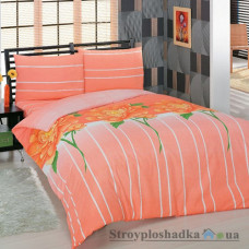 Комплект постельного белья Classi 145х210 см, Adele (1 пододеяльник, 1 простынь, 2 наволочки), хлопок, рисунок-цветы, персиковый