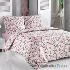 Комплект постельного белья Classi 145х210 см, Draba (1 пододеяльник, 1 простынь, 2 наволочки), хлопок, рисунок-цветы, розовый