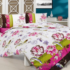 Комплект постельного белья Classi 145х210 см, Duardo (1 пододеяльник, 1 простынь, 2 наволочки), хлопок, рисунок-цветы, розовый