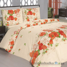 Комплект постельного белья Classi 145х210 см, Flora (1 пододеяльник, 1 простынь, 2 наволочки), хлопок, рисунок-цветы, оранжевый