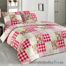 Комплект постельного белья Classi 145х210 см, Tascano (1 пододеяльник, 1 простынь, 2 наволочки), хлопок, рисунок-квадраты, розовый