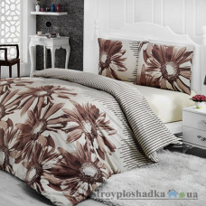 Комплект постельного белья Classi 160х210 см, Sena (1 пододеяльник, 1 простынь, 2 наволочки), хлопок, рисунок-цветы, бежевый